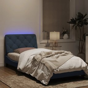 Estrutura de cama c/ luzes LED 90x190 cm veludo cinzento-escuro