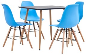 vidaXL 5 pcs conjunto de jantar plástico azul