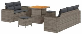 Conjunto de Sofás de Jardim vidaXL de 8 Peças com Almofadas Cinza Vime