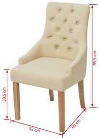 Cadeiras de jantar 4 pcs tecido creme
