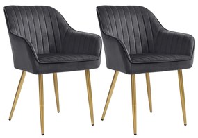 SONGMICS LDC077G02 Conjunto de 2 cadeiras estofadas com braços para sala de jantar, cinza
