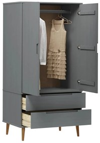 Roupeiro MOLDE 90x55x175 cm pinho maciço cinza