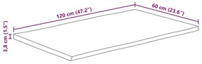 Tampo de mesa c/ borda viva 120x60x3,8 cm mangueira maciça