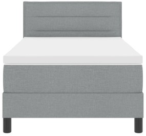 Cama Box Spring com Colchão Cinza Claro 90x200 cm Tecido