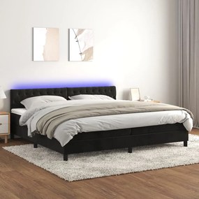 vidaXL Cama box spring c/ colchão/LED 200x200 cm veludo preto