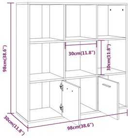 Estante 98x30x98 cm cor cinzento sonoma
