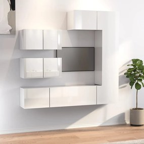 vidaXL 6 pcs conjunto móveis de TV madeira processada branco brilhante