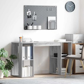 vidaXL Mesa com Armazenamento Cinza Sonoma 130 x 50,5 x 75 cm