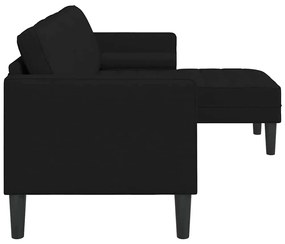 Sofá L de 3 lugares vidaXL Preto 160 cm Tecido