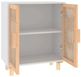 Aparador 60x30x70 cm madeira pinho maciça/vime natural branco
