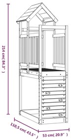 Torre de brincar c/ parede escalar 53x110,5x214 cm pinho maciço