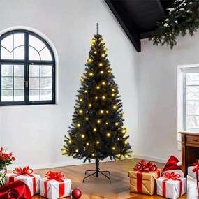 vidaXL Árvore de Natal com 300 LEDs com suporte Preto 180 cm PVC
