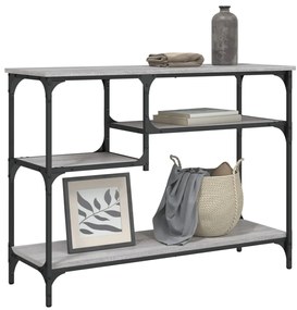 Mesa consola c/ prateleiras 100x35x75 cm cinzento sonoma