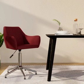 vidaXL Cadeira de jantar giratória tecido vermelho tinto
