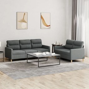 3201601 vidaXL 2 pcs conjunto de sofás com almofadões tecido cinzento-escuro