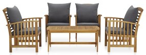 5 pcs conjunto lounge de jardim com almofadões acácia maciça