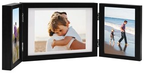 vidaXL Moldura com três dobras 28x18 cm+2x(13x18 cm) preto