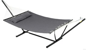 Outsunny Hamac com Suporte de Aço e Almofada 368x140x110 cm Cinza Escuro | Aosom Portugal