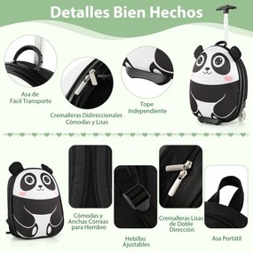 Conjunto de mala infantil, 2 peças, bagagem de viagem, 40 cm com mochila, 30 cm, leve, portátil Branco