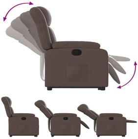 Poltrona reclinável elevatória couro artificial castanho