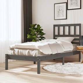 vidaXL Estrutura cama solteiro 90x200 cm pinho maciço cinzento