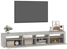Móvel de TV com luzes LED 210x35x40 cm cinzento cimento