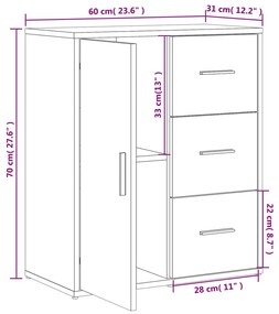 Aparadores 2 pcs 60x31x70 cm derivados de madeira branco