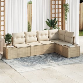 vidaXL Conjunto de Sofás de Jardim com Almofadas Bege Vime Sintético