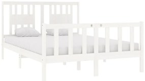 Estrutura de cama 140x190 cm madeira maciça branco