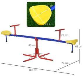 Balanço giratória 360º para crianças acima de 3 anos com base de 4 has