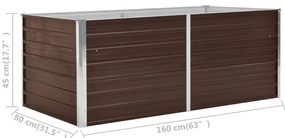 Canteiro de jardim elevado 160x80x45cm aço galvanizado castanho