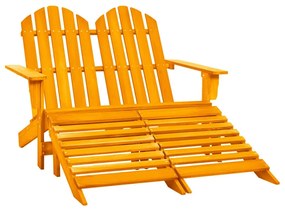 Cadeira de jardim e otomano Adirondack 2 lugares abeto laranja