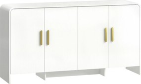 HOMCOM Aparador de Cozinha com 4 Prateleiras 4 Portas com Fecho Suave Móvel para TV de 72 Polegadas 152x40x80 cm Branco | Aosom Portugal