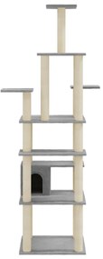 Arranhador para Gatos em Sisal e Pelucia com 183cm - Cinza Claro