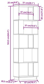 Estante/divisória 51x25x163,5 cm pinho maciço cinza