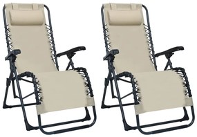 vidaXL Cadeiras de pátio dobráveis 2 pcs textilene cor creme