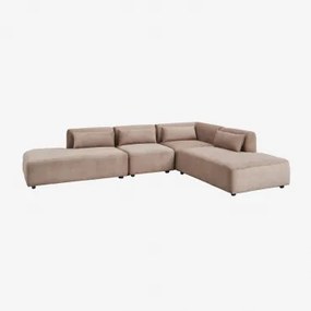 Sofá Modular De Canto Em L De 4 Peças Com Duplo Divã Fogler Bombazina Castanho Camel - Sklum