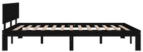 Estrutura de cama 140x200 cm pinho maciço preto