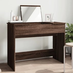 vidaXL Toucador com espelho 100x45x76 cm cor carvalho castanho