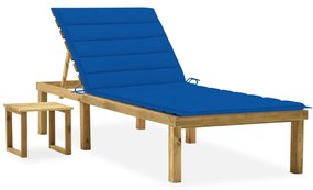 vidaXL Espreguiçadeira de jardim com mesa e almofadão pinho impregnado