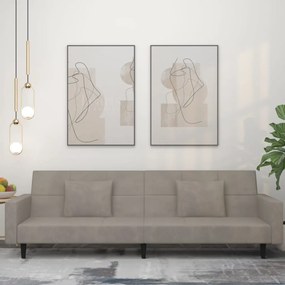 vidaXL Sofá-cama 2 lugares com duas almofadas veludo cinzento-claro