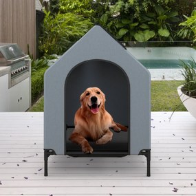 Casota 110 CM para cães de raça pequena com janelas ventiladas Cobertura amovível para interior/exterior Cinzento e Preto