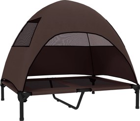 PawHut Cama Elevada para Cães Exterior com Toldo, Cama Elevada para Cães Grandes, 91 x 76 x 90 cm, Café | Aosom Portugal