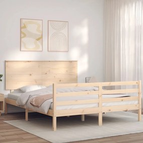 vidaXL Estrutura de cama King Size com cabeceira madeira maciça
