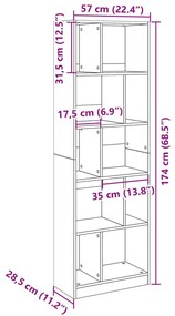 Estante 57x28,5x174 cm derivados de madeira cinzento cimento