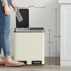 Caixote do lixo com 2 compartimentos 41 x 31,5 x 47 cm bege