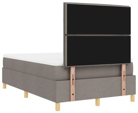 Cama Box Spring com Colchão &amp; LED Taupe 120x190 cm Tecido