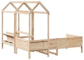 Conj. de sofá-cama e banco com telhado 80x200 cm pinho maciço