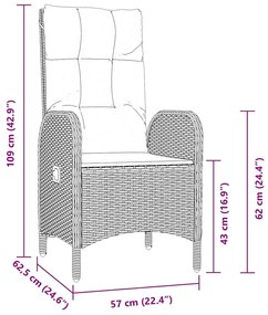 Conjunto de Jantar para Jardim com 3 Peças em Rattan Sintético Preto