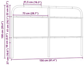 Cabeceira de cama 150 cm derivados madeira/aço carvalho sonoma